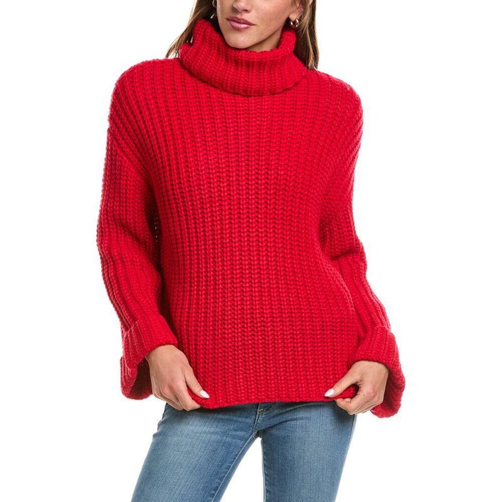 525 America Womens  Vida Turtleneck Shaker Pullover, Red